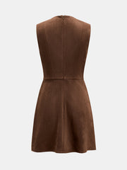 Robe mini plissée sans manches effet daim
