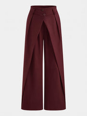 Pantalon croisé à jambes amples bordeaux, pièce seule, vue de face