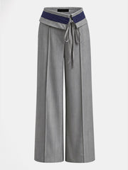 Pantalon ample à taille rabattue gris, pièce seule, vue de face