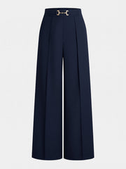 Pantalon ample à mors métallique marine, pièce seule, vue de face
