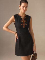 Robe mini cuir synthétique passepoil