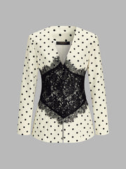 Blazer ivoire à pois dentelle