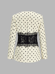 Blazer ivoire à pois dentelle