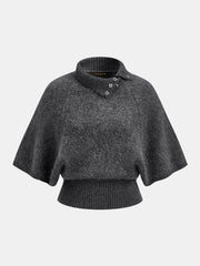 Pull col boutonné manches chauve-souris