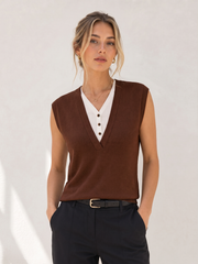 Pull sans manches effet deux pièces