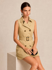 Robe trench sans manches ceinturée
