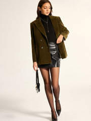 Blazer velours croisé olive