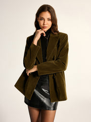 Blazer velours croisé olive