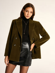 Blazer velours croisé olive