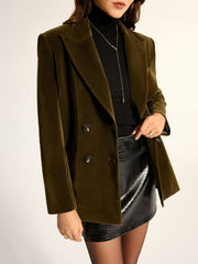 Blazer velours croisé olive