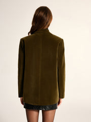 Blazer velours croisé olive