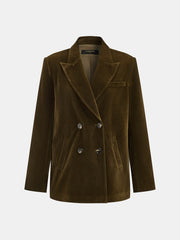 Blazer velours croisé olive