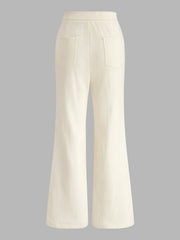 Pantalon évasé brodé ivoire, pièce seule, vue de dos