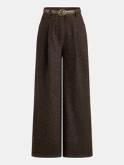 Pantalon léopard jambe large ceinture, pièce seule, vue de face