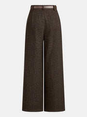 Pantalon léopard jambe large ceinture, pièce seule, vue de dos