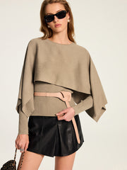 Ensemble cape tricot top côtelé