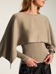 Ensemble cape tricot top côtelé