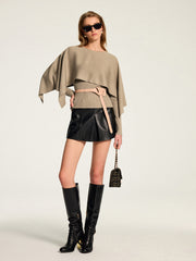 Ensemble cape tricot top côtelé