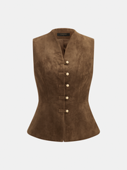 Gilet effet daim boutons chinois