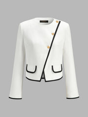 Blazer court blanc à passepoils