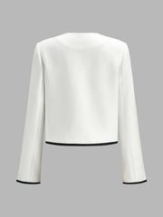 Blazer court blanc à passepoils