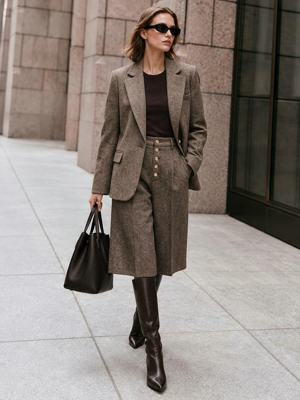 Blazer chevron à un bouton