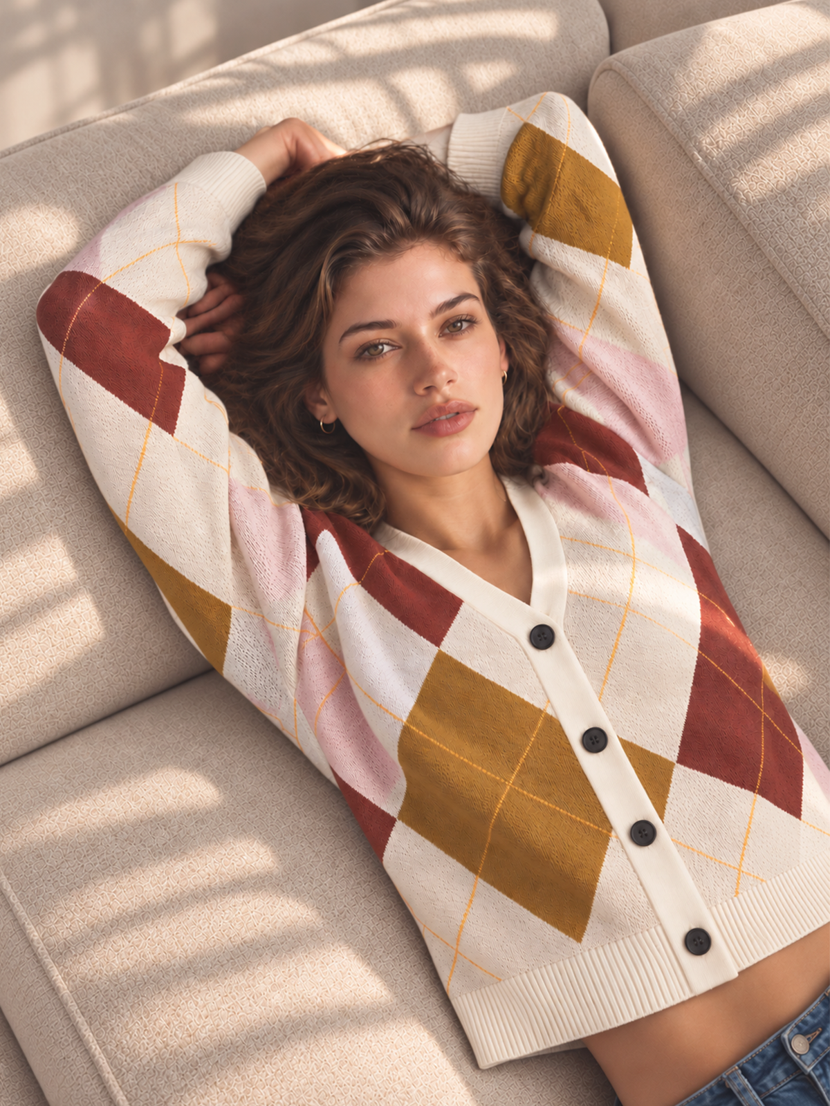 Cardigan à motifs losanges