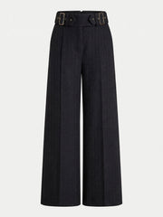 Pantalon ample chevron à boucle noir, pièce seule, vue de face