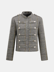 Veste napoléon à pied-de-poule