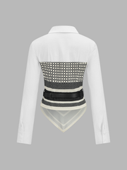 Chemise ceinturée ourlet foulard blanc — pièce isolée, vue de dos