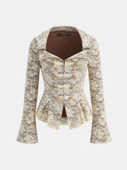 Veste dentelle péplum col V