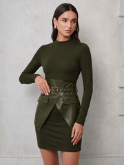 Robe corset maille superposition simili
