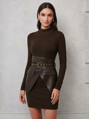 Robe corset maille superposition simili