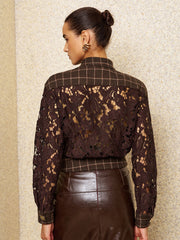 Veste dentelle à carreaux
