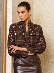 Veste dentelle à carreaux