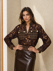 Veste dentelle à carreaux