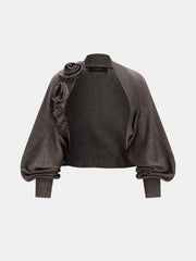 Cardigan fleuri ouvert court