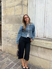 Veste en denim col montant