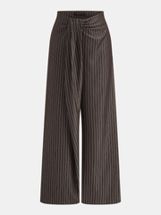 Pantalon rayé à taille torsadée brun, pièce seule, vue de face