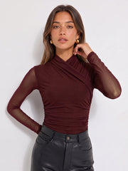 T-shirt drapé manches transparentes slim
