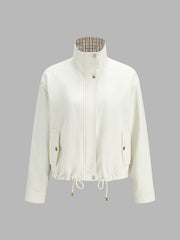 Veste réversible ivoire et vichy