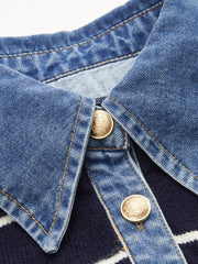 Ensemble maille col denim rayé