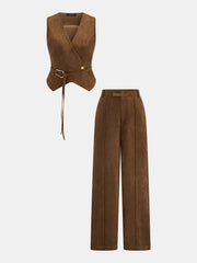 Ensemble pantalon effet daim
