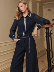 Blouse chiffon manches transparentes