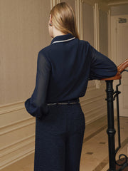 Blouse chiffon manches transparentes