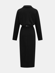 Robe chemise midi ceinturée fendue dentelle