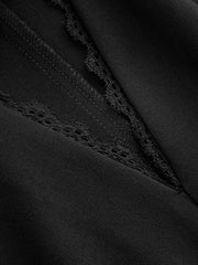 Robe chemise midi ceinturée fendue dentelle
