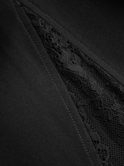 Robe chemise midi ceinturée fendue dentelle