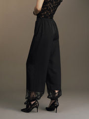 Pantalon ballon à dentelle noir, vue portée de profil