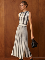 Ensemble jupe maxi rayée tricoté